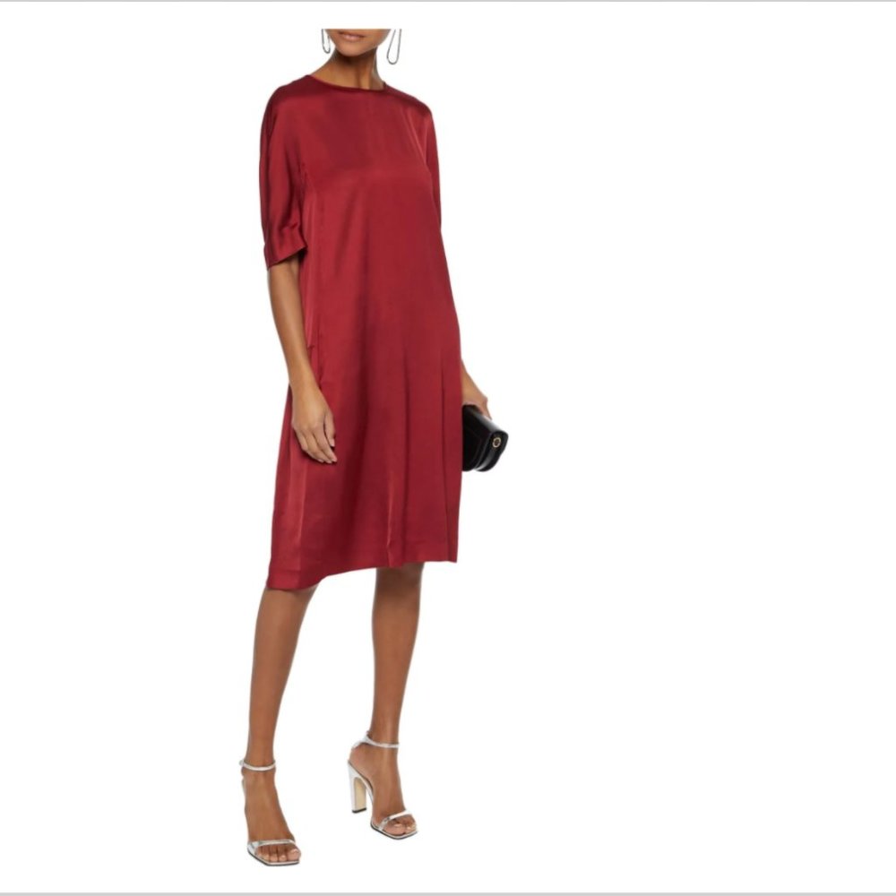 NWT Max Mara Gathered satin-crepe dress